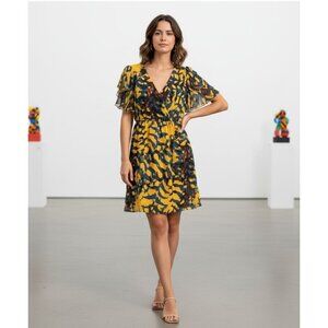 Mac + Jac Abstract Dress Flutter Sleeves Size M Whimsigoth